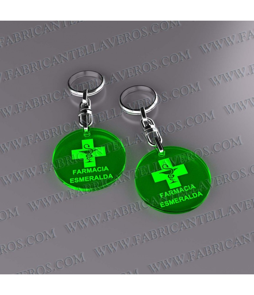 Llaveros 27x40mm Gota Fluor Verde 3mm grosor