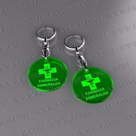 Llaveros 27x40mm Gota Fluor Verde 3mm grosor