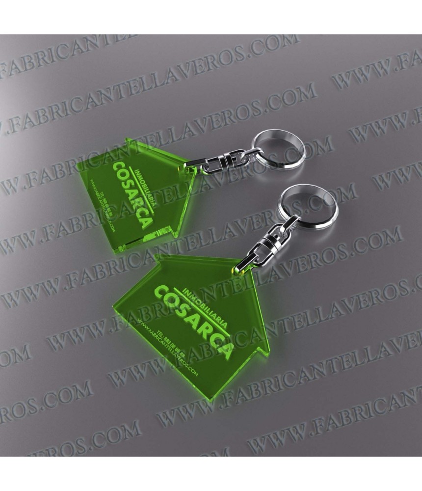 Llaveros 50x50mm Cuadrado Fluor Verde 3mm grosor