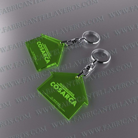 Llaveros 50x50mm Cuadrado Fluor Verde 3mm grosor