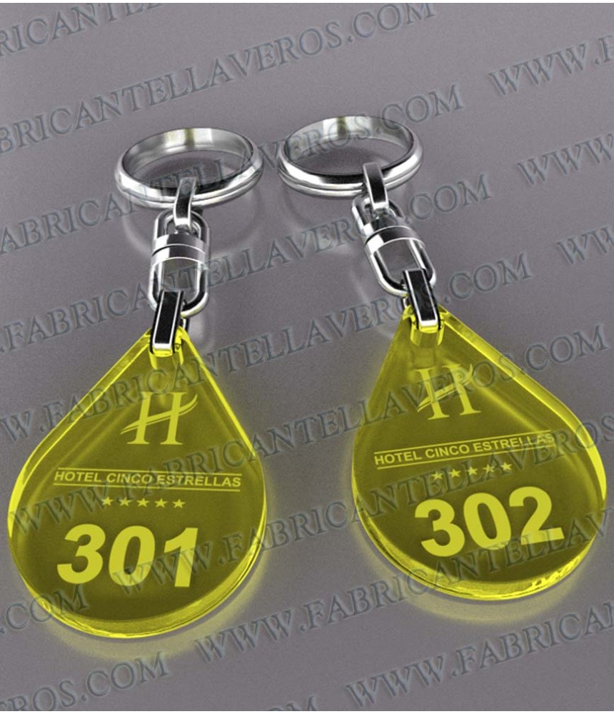 Llaveros 27x40mm Gota Fluor Amarillo...
