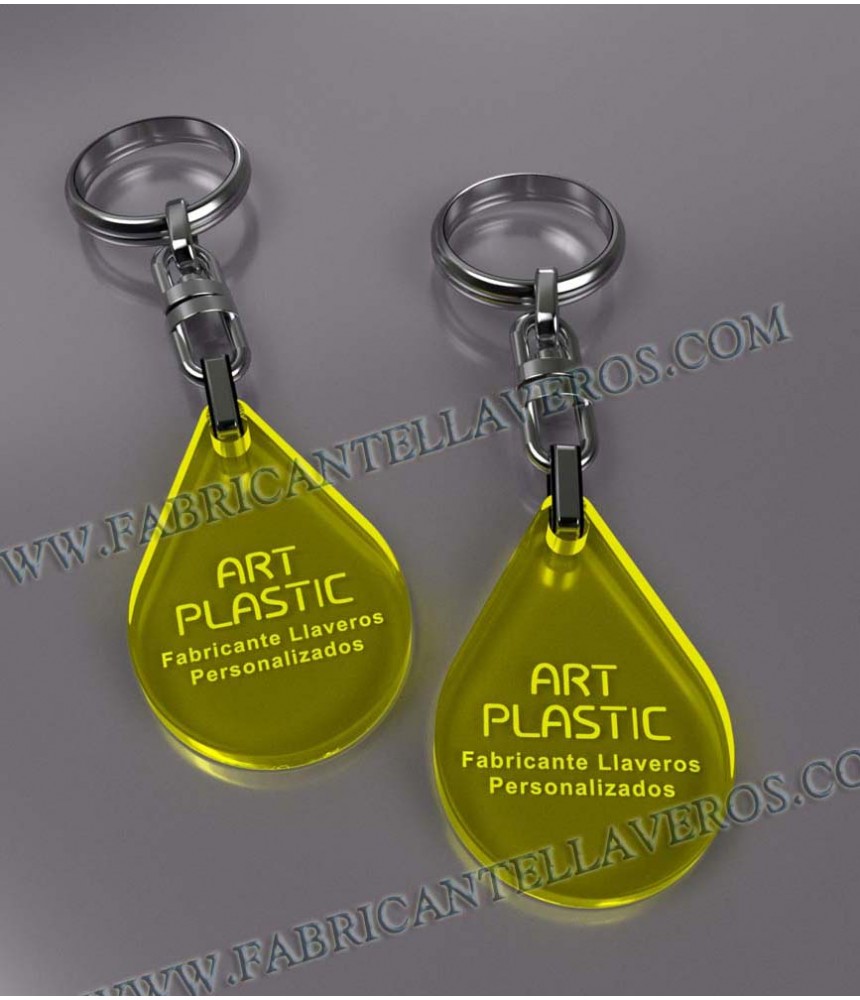 Llaveros 27x40mm Gota Fluor Amarillo...