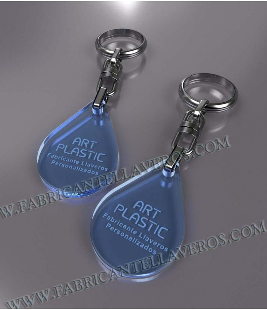 Llaveros 27x40mm Gota Fluor Azul 3mm...