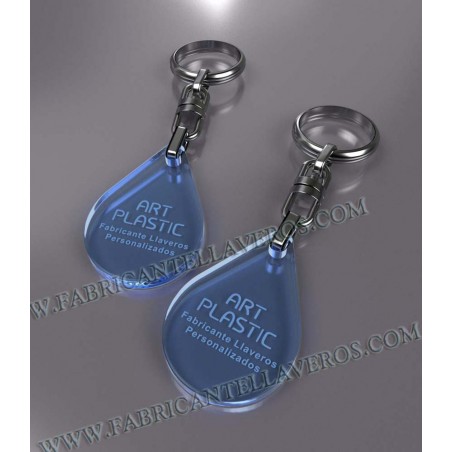 Llaveros 27x40mm Gota Fluor Azul 3mm grosor