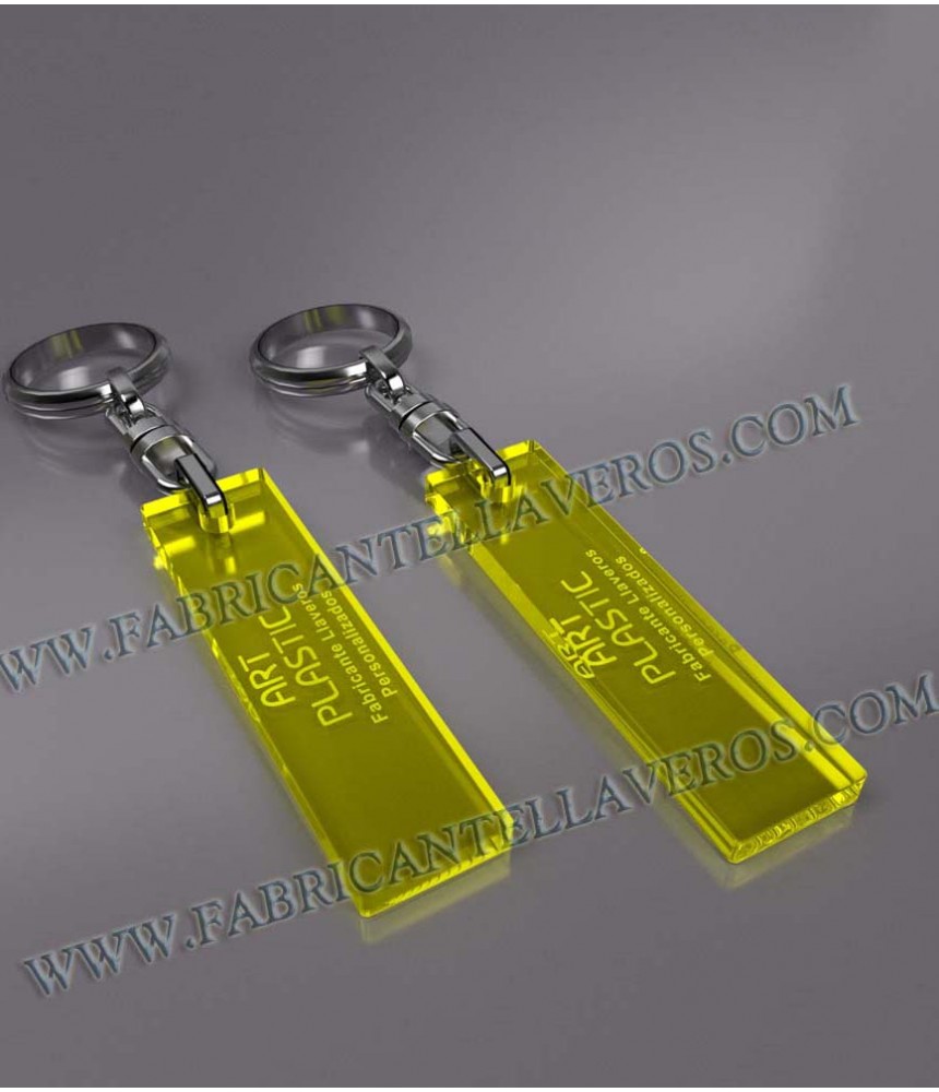 Llaveros 50x20mm Fluor Amarillo 3mm...