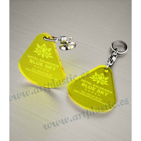 Llaveros 45x50mm Gota Fluor Amarillo 3mm grosor