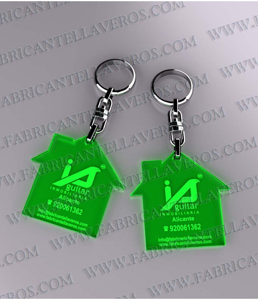 Llaveros 50x50mm Forma Casa Fluor...